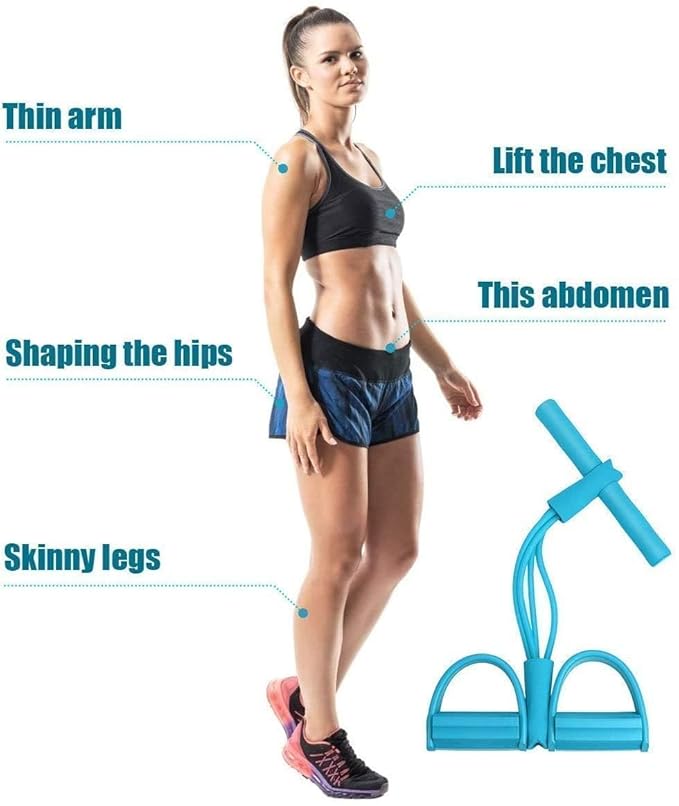 4-Tube Resistance Band Fitness Pedal Puller with Foot Straps & Foam Handle – Full Body Home Workout Equipment
