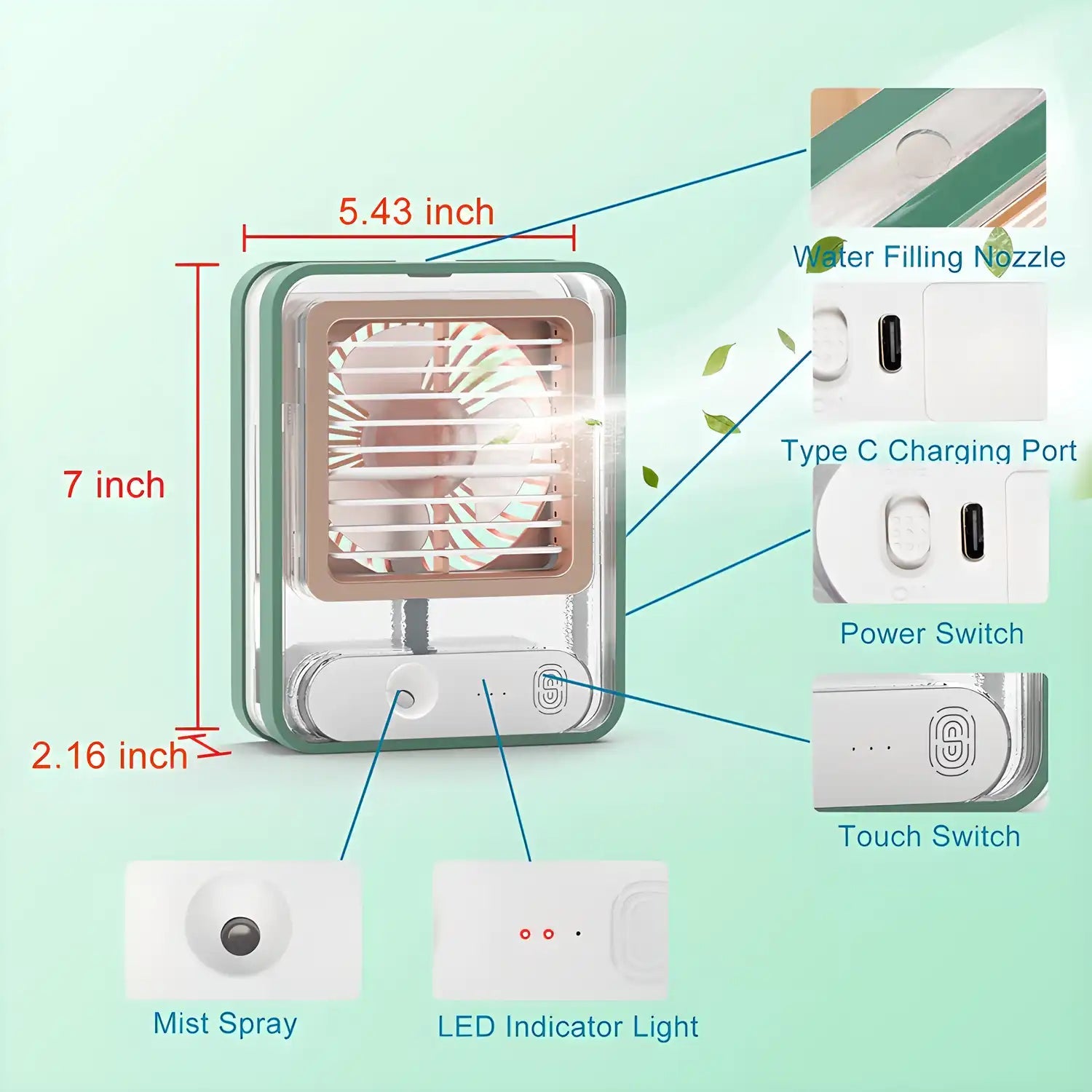 Small Desk Fan With Mist Spray