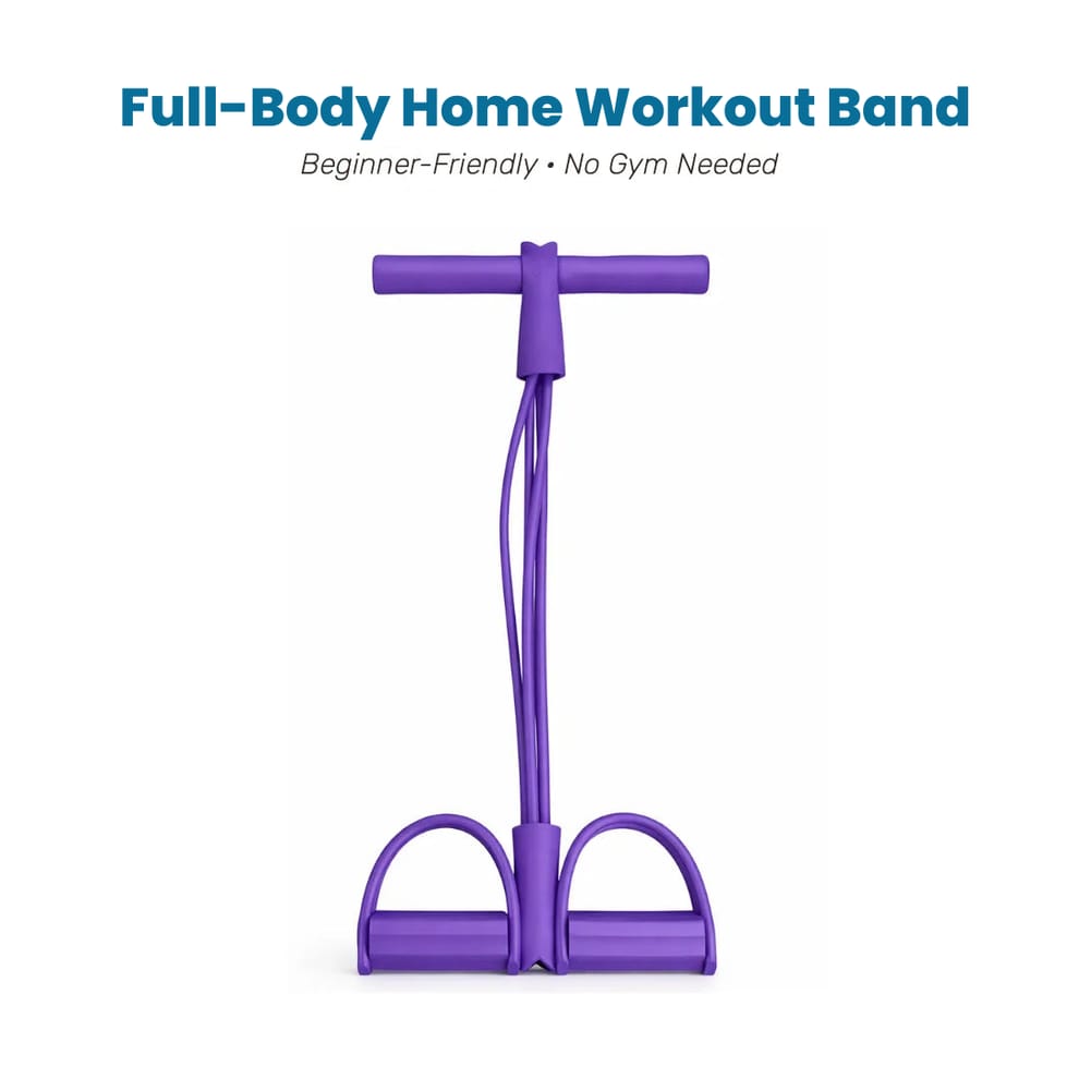 4-Tube Resistance Band Fitness Pedal Puller with Foot Straps & Foam Handle – Full Body Home Workout Equipment