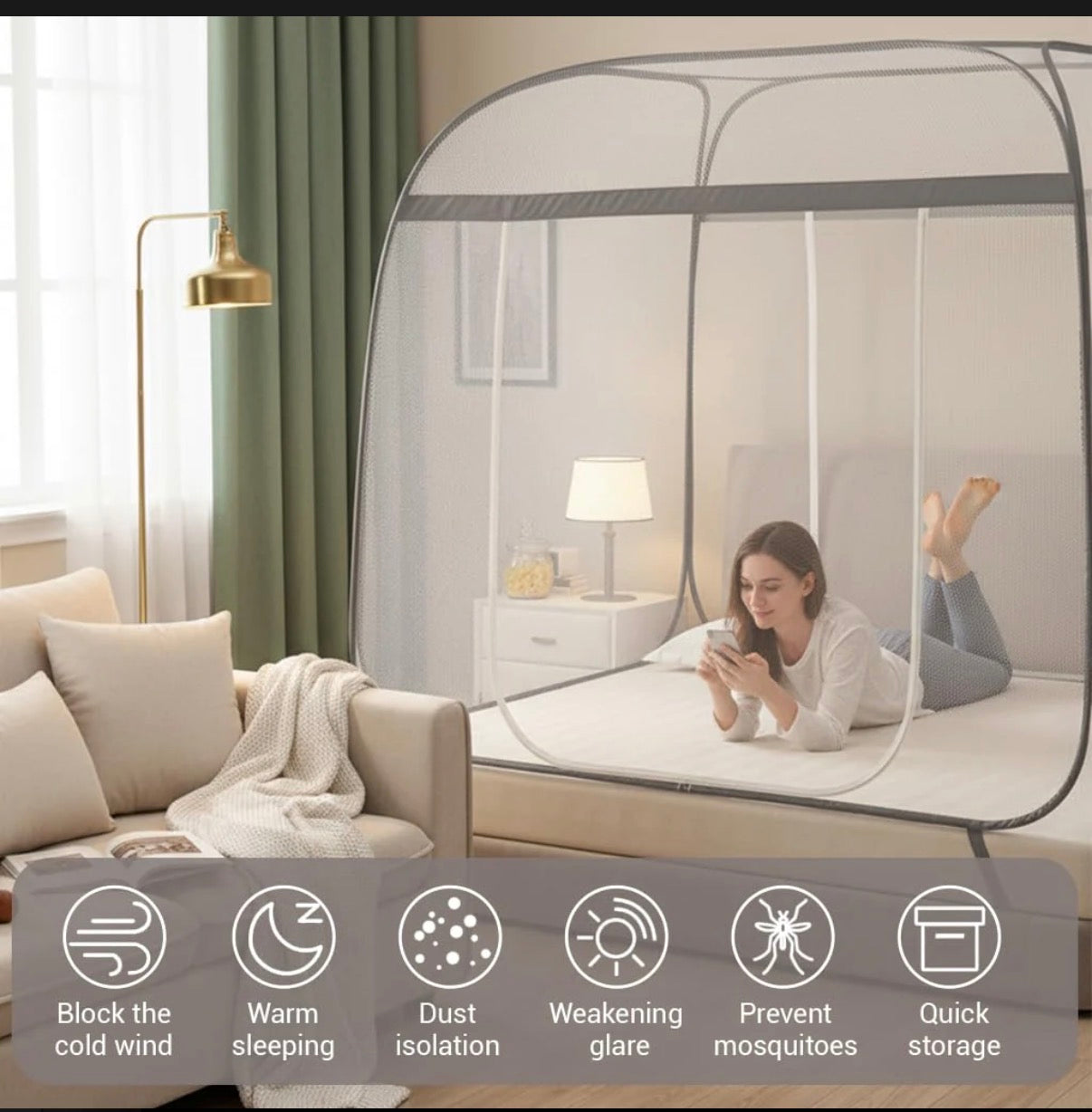 Ultra-Fine Mosquito Net for Bed – Foldable, Breathable & 100% Protection Against Mosquitoes