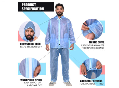 WATERPROOF RAINCOAT-LIGHTWEIGHT HOODED JACKET AND PANT SET