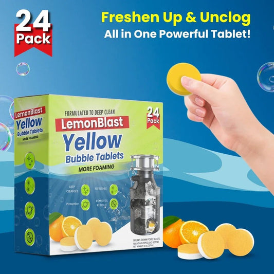 LemonBlast Yellow Bubble Tablets for Deep Cleaning (24 Tablets)