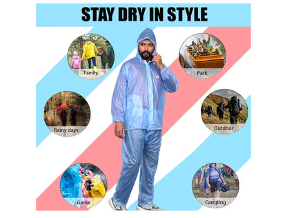 WATERPROOF RAINCOAT-LIGHTWEIGHT HOODED JACKET AND PANT SET