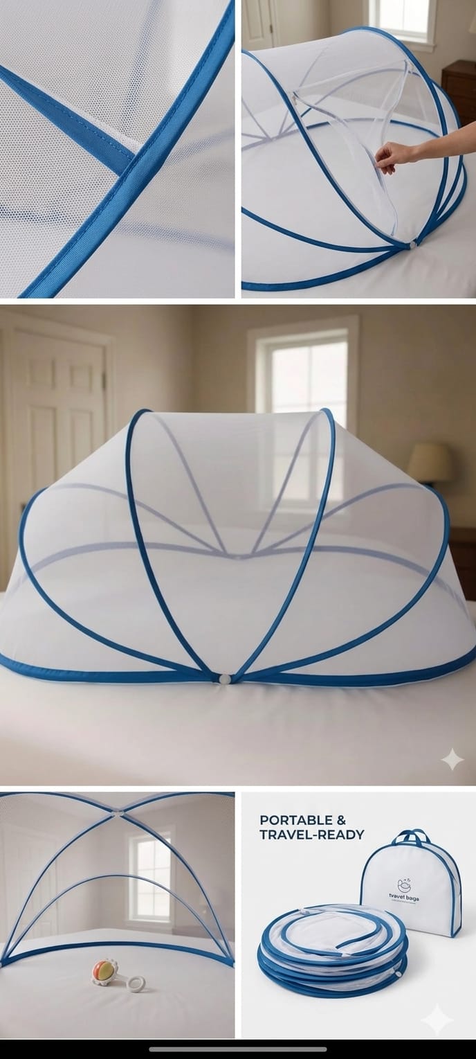 Ultra-Fine Mosquito Net for Bed – Foldable, Breathable & 100% Protection Against Mosquitoes