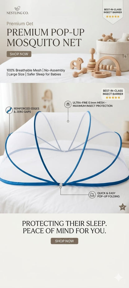 Ultra-Fine Mosquito Net for Bed – Foldable, Breathable & 100% Protection Against Mosquitoes