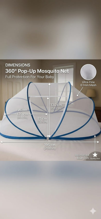 Ultra-Fine Mosquito Net for Bed – Foldable, Breathable & 100% Protection Against Mosquitoes