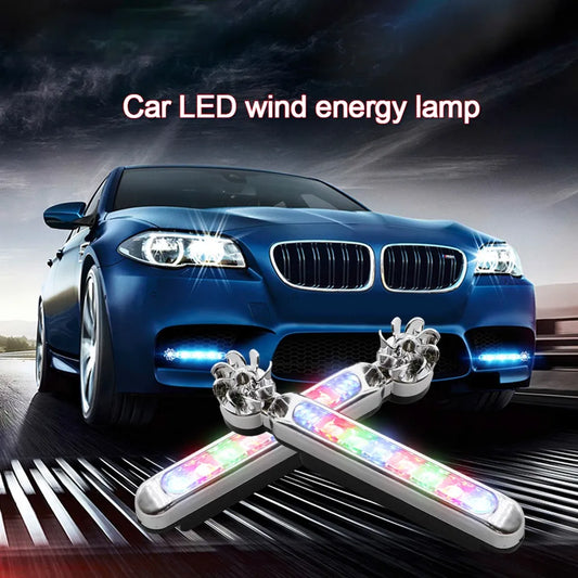 2 Pieces Car Wind Powered Light ABS Daytime Running Light for Cars Auto White