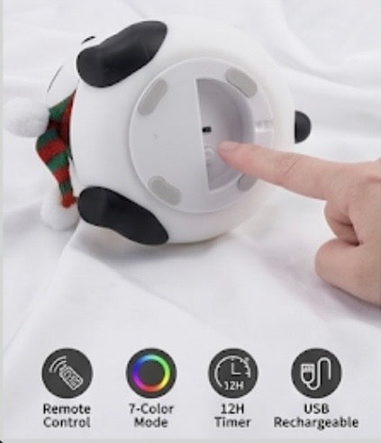 Adorable panda led night rechargeable remote controlled 7 color soft silicone nursery lamp for kids